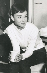 Audrey having a cup of tea